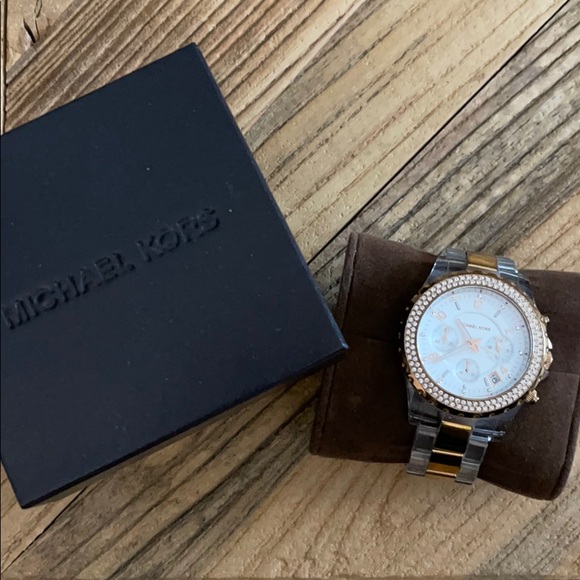 Michael Kors rose gold lucite bling watch
